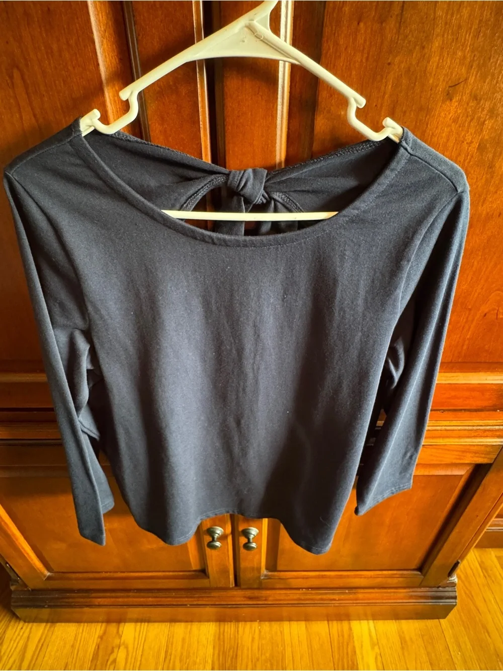 J. Crew Black Long Sleeve Tie-Back Top